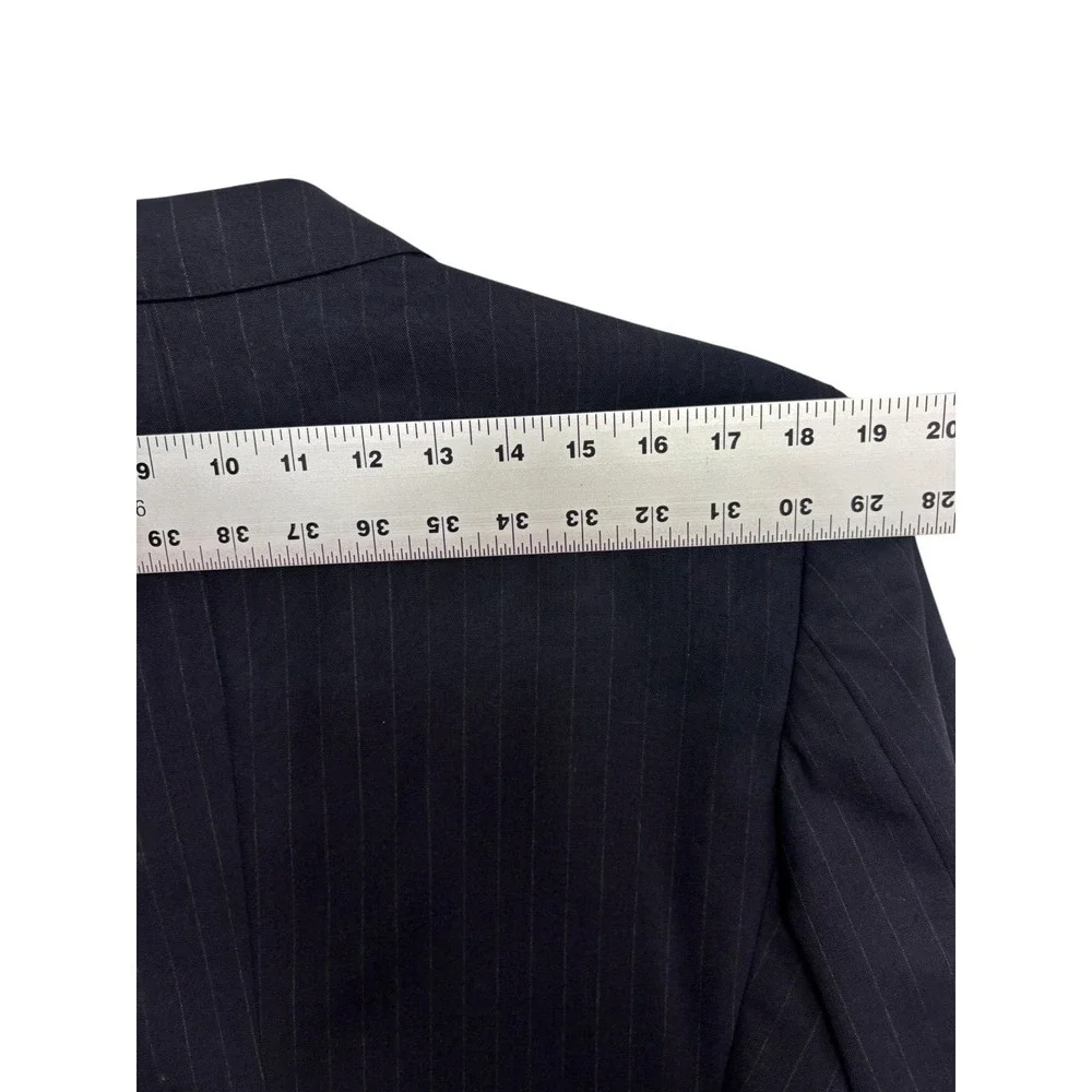 vtg 90s Evan Picone 40R 41R 34x32 Navy Blue Stripe 2pc Pant Suit Bootcut USA